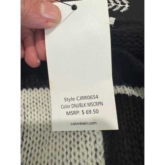 NWT Calvin Klein Jeans Womens Black White Oversized Soft Cozy Logo Sweater M Y2K - Picture 6 of 9